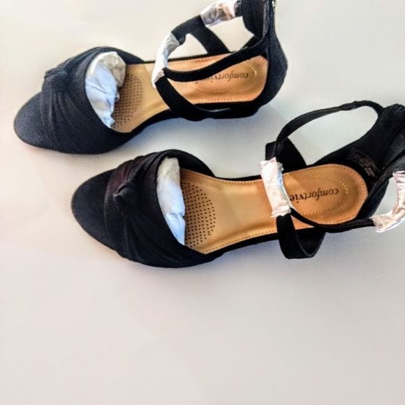 Comfortview Austen Micro Black Sandals Size 8M - Picture 3 of 8
